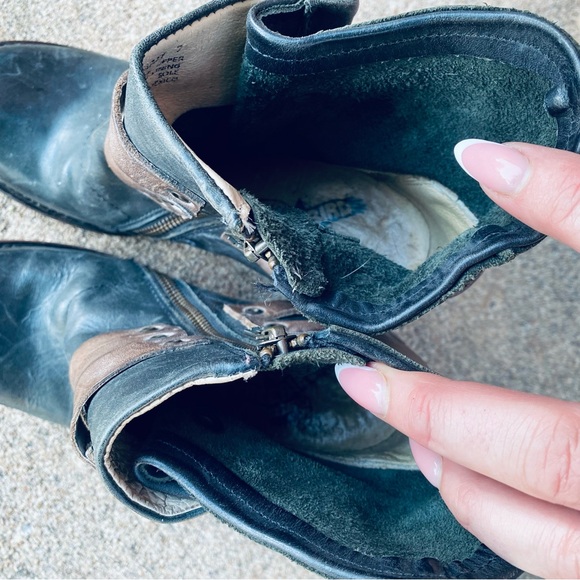 FREEBIRD | Blaze Black & Brown Leather Distressed Boots Booties Cognac 7 - Picture 9 of 9
